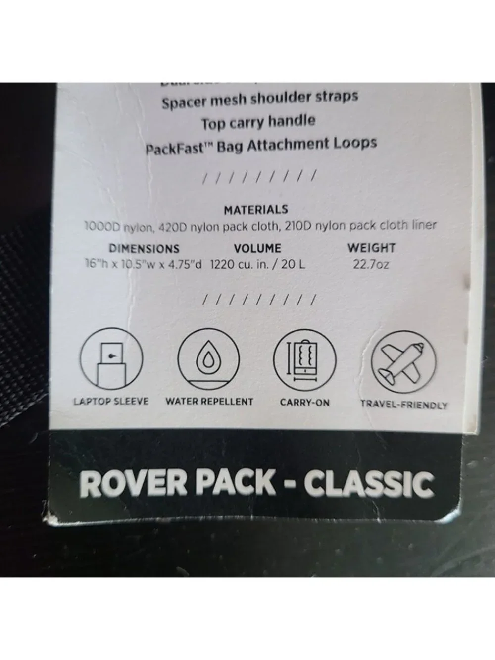 NWT Topo Designs Rover Pack Classic Black Backpack Laptop Bag Commuter Pack